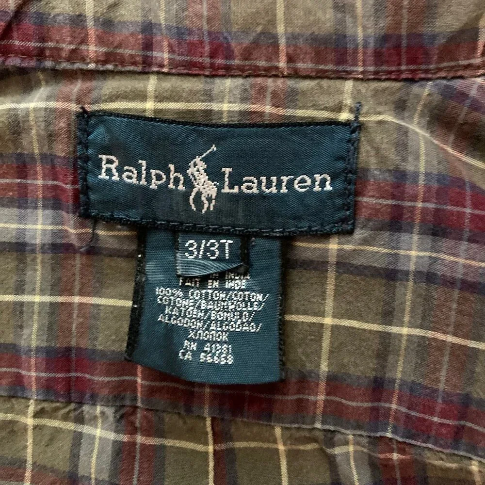 Ralph Lauren Toddler Boy's Button Down Oxford Plaid Shirt, Special Events, sz 3T